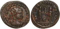 Roman Coins, Maximian (AD 286 – 305), Æ antoninianus, Cyzicus, IMP C MA – MAXIMIANVS AVG B, rad. and dr. bust r., rev. CONCORDIA MIL – ITVM, emperor standing r., holding parazonium and receiving Victo