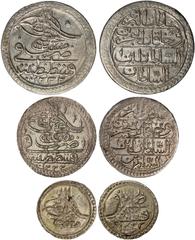 Islamic Coins Ottoman Turkey, Mustafa IV, silver ten para; five para; one para, Qustantiniya, 1222 (regnal year 1) (KM.538, 537, 536), all extremely fine (3) (250-300 GBP)