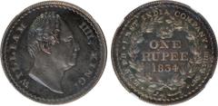 Indian Coins India, East India Company, William IV, silver proof restrike rupee, 1834, no mintmark, WILLIAM IIII, KING, bare head r., rev. EAST INDIA COMPANY, value and date within wreath (SW.1.27; Pr