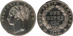 Indian Coins India, East India Company, Victoria, silver restrike proof rupee, 1840B, VICTORIA QUEEN, young head l., point of bust 2mm. from the edge, no lock of hair on the front ribbon, no diagonal 