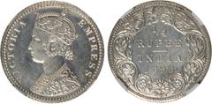 Indian Coins India, Victoria, silver original proof quarter rupee, 1898B, VICTORIA EMPRESS, crowned bust l., rev. value, country, and date, all within border of scrolling foliage (SW.6.337), certified