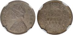 Indian Coins India, Victoria, silver proof two annas, 1875C, VICTORIA QUEEN, crowned bust l., rev. value, country, and date, all within border of scrolling foliage (SW.5.40), certified and graded by N