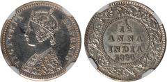 Indian Coins India, Victoria, silver restrike proof 1/12 anna, 1896C, off-metal strike in silver, VICTORIA EMPRESS, crowned bust l., rev. value, country, and date, all within border of scrolling folia
