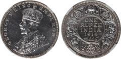 Indian Coins India, George V, silver restrike proof rupee, 1914B, GEORGE V KING EMPEROR, crowned bust l., rev. value, country, and date, all within border of scrolling foliage (SW.8.28), certified and