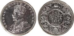 Indian Coins India, George V, silver restrike proof rupee, 1917B, GEORGE V KING EMPEROR, crowned bust l., rev. value, country, and date, all within border of scrolling foliage (SW.8.40), certified and