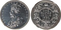 Indian Coins India, George V, silver rupee, 1920B, GEORGE V KING EMPEROR, crowned bust l., rev. value, country, and date, all within border of scrolling foliage (SW.8.53), certified and graded by NGC 