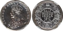 Indian Coins India, George V, silver restrike proof half rupee, 1917B, GEORGE V KING EMPEROR, crowned bust l., rev. value, country, and date, all within border of scrolling foliage (SW.8.83), certifie