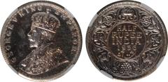 Indian Coins India, George V, silver restrike proof half rupee, 1936B, GEORGE V KING EMPEROR, crowned bust l., rev. value, country, and date, all within border of scrolling foliage (SW.8.127), certifi