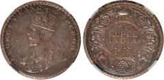 Indian Coins India, George V, silver restrike proof quarter rupee, 1916C, GEORGE V KING EMPEROR, crowned bust l., rev. value, country, and date, within border of scrolling foliage (SW.8.155), certifie