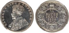 Indian Coins India, George V, silver restrike proof quarter rupee, 1936B, GEORGE V KING EMPEROR, crowned bust l., rev. value, country, and date, within border of scrolling foliage (SW.8.179), certifie