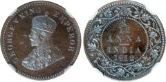 Indian Coins India, George V, bronze original proof 1/12 anna, 1912C, GEORGE V KING EMPEROR, crowned bust l., rev. value, country, and date, all within border of scrolling foliage (SW.8.531), certifie