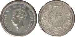 Indian Coins India, George VI, silver pattern rupee mule, 1937C, GEORGE VI KING EMPEROR, crowned head l., rev. value, country, and date, all within border of scrolling foliage (SW.9.5), certified and 