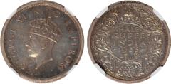 Indian Coins India, George VI, silver proof half rupee, 1938C, GEORGE VI KING EMPEROR, crowned head l., rev. value, country, and date, all within border of scrolling foliage (SW.9.41), certified and g