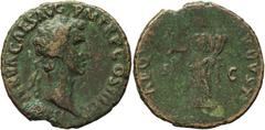 Ancient Coins Nerva (AD 96-98), AE, Rome mint, c. AD 97, IMP NERVA CAES AVG P M TR P COS III P P, laur. head of Nerva r., rev. AEQVITAS AVGVST S C, Aequitas standing l., holding scales and cornucopiae