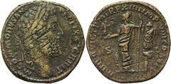 Ancient Coins Commodus (AD 177-192), sestertius, Rome mint, c. AD 186, M COMMODVS ANT P FELIX AVG BRIT, head of Commodus, laur., r., rev. MINER VICT P M TR P XIIII IMP VIII COS V P P S C, Minerva, hel