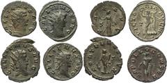 Ancient Coins Gallienus (AD 253-268), bronze and billon antoniniani (4): AD 260-268, GALLIENVS AVG, rad. head r. rev. FORTVNA REDVX, Fortuna standing l., holding rudder and cornucopiae, ς in r. field 