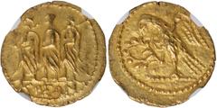 The Gold Section, Ancient Coins Thrace, Kingdom of Coson, gold stater (c. 42 BC), three togate figures to l., the first and third both carrying axe, KOΣΩN below, type without monogram of Brutus to l.,
