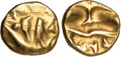 Ancient Coins Northeast Gaul, Atrebates, quarter stater, c. 60-30/25 BC, stylised boat, rev. uncertain design, wt. 1.48gms. (DT.249), slightly weak in strike, good very fine Pleasing canary yellow gol