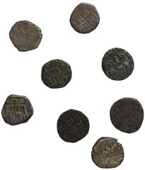 World Coins India, Jitals Group of 134 mostly billon jitals in envelopes, all identified by Tye* numbers. The coin issuers comprise the Shahis of Kabul (19), various Delhi rajas (15), Mahi Pala (3), R