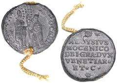 ITALIAN STATES. VENICE. Alvise Mocenigo III, 1722-1732. Lead Seal or Bulla. Doge and Saint Mark, basic design of the Venetian Gold Ducat. Rv.5line Latin title, Aloisio by the Grace of God Duke of Veni