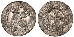 BELGIAN STATES. FLANDERS. Count Louis de Male, 1346-1384. Botdraeger or Double Groat, n.d. About Uncirculated Botdraeger or Double Groat, n.d. Lion standing in crowned barrel helm. Rv. Small cross fle