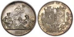 FRANCE. 1826 St. Etienne-Lyon Railway Medal. Silver, 36.8mm, 19.8 grams. By Nicolas Pierre Tiolier. Choice Extremely Fine. Obv. Flying Mercury, seated river goddess of Loire, god of Rhone watch charmi