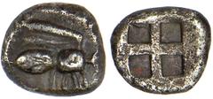EPHESOS. Ionia. Mid 6th Century B.C. Drachm. Bee crawling r. Rv. Quadripartite incuse square evenly divided by straight, heavy lines. 3.32 grams. Cf. BMC 5 (bee l. and rough incuse), cf. Head Ephesos.