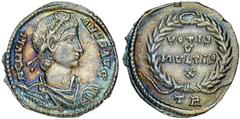 Julian II, the Apostate, 360-363 A.D. Reduced Siliqua, 360-363 A.D. Trier. Pearl-diademed, draped and cuirassed bust r., beardless; D.N./FL. CL. IVLI-ANVS AVG. Rv. VOTIS/V/MVLTIS/X in wreath, TR in ex