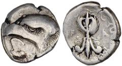 OLYMPIA. Elis. 408 B.C. The 93rd Olympiad. Stater. Head of eagle l., ivy leaf beneath beak. Rv. Thunderbolt, F-A flanking, all within olive wreath. 11.96 grams. Seltman 154 (BT2), Kraay-Hirmer 500 var