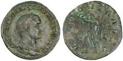 Gordian I, March-April 238 A.D. Sestertius. Rome. Laureate, draped and cuirassed bust r.; IMP CAES M ANT GORDIANVS AFR AVG. Rv. Victory advancing l., holding a wreath and palm frond, S-C; VICTORIA AVG