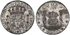 COLOMBIA. Carlos III, 1759-1788. 8 Reales, 1770 NR VJ. Nuevo Reino, Santa Fe de Bogotá. Crowned quartered shield, titles of Carlos III, rosettes and VJ - 8 flanking. Rv. VTRAQVE VNVM, and Both shall b